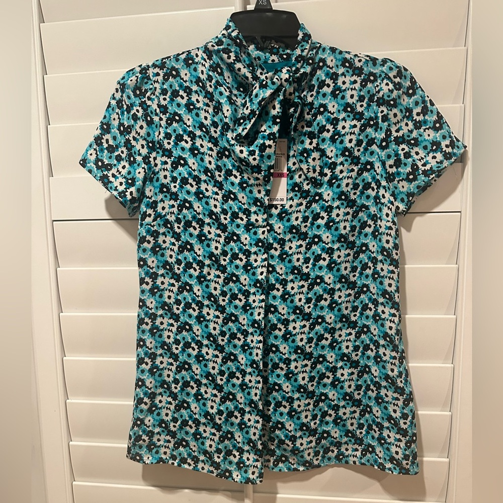 Michael Kors Floral Tie Neck Blouse- NWT